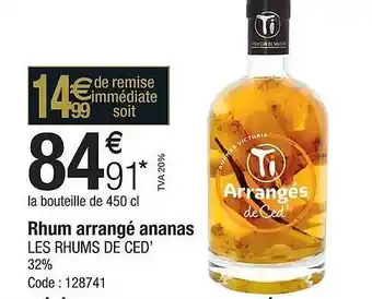 Rhum arrangé ananas les rhums de ced 32%