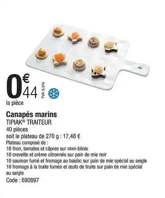 Canapés marins tipiak traiteur