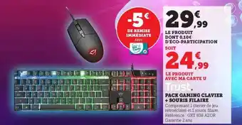 Super U Pack gaming clavier + souris filaire trust offre