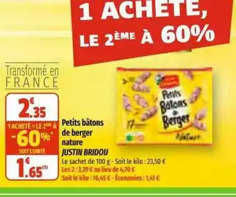 Petits bâtons de berger nature justin bridou
