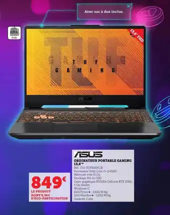 Hyper U Ordinateur portable gaming 15,6 offre