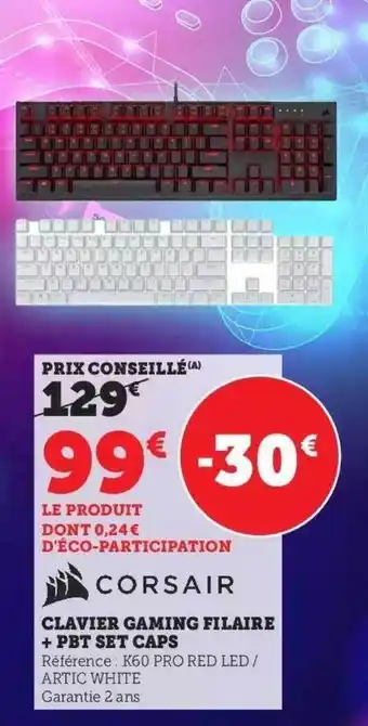 Hyper U Clavier gaming filaire + pbt set caps offre