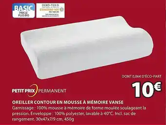 JYSK Oreiller contour en mousse à mémoire vanse offre