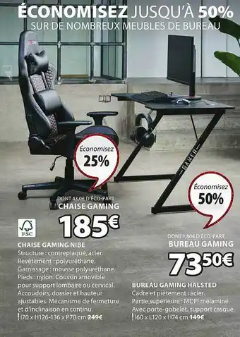 JYSK Chaise gaming nibe bureau gaming halsted offre