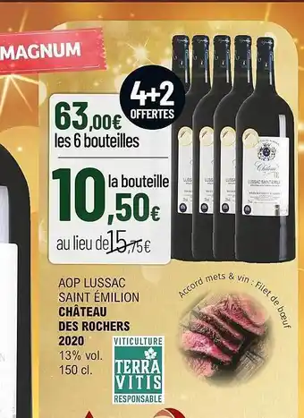 La Vignery Aop lussac saint émilion château des rochers 2020 13% vol. offre