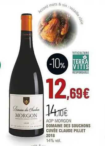 La Vignery Aop morgon domaine des souchons cuvée claude pillet 2018 14% vol. offre