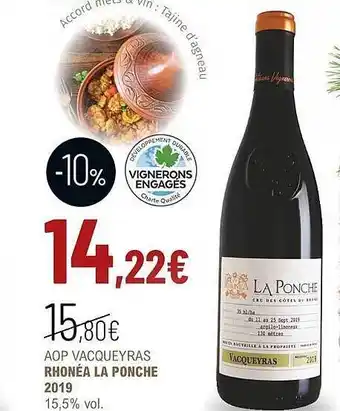 La Vignery Aop vacqueyras rhonéa la ponche 2019 15,5% vol. offre