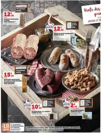 Super U Sabodet saucisson à cuire père anselme, andouillette lyonnaise chêne et fils, véritable saucisson de lyon à cuire marbre au b offre