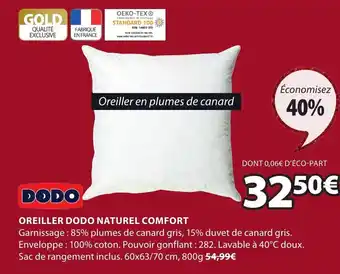 JYSK Oreiller Dodo Naturel Comfort offre