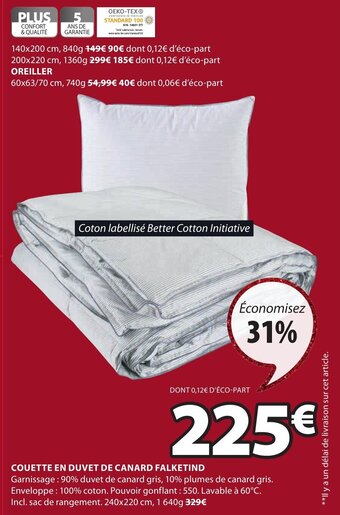 JYSK Couette en Duvet de Canard Falketind offre