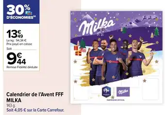 Carrefour Contact Calendrier de L'Avent FFF Milka offre