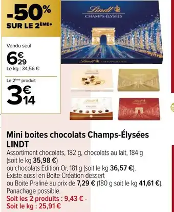 Carrefour Contact Mini Boites Chocolats Champs-élysées Lindt offre