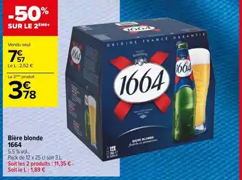 Carrefour Contact Bière Blonce 1664 offre
