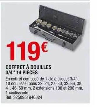 Brico Dépôt Coffret à douilles 3-4 offre