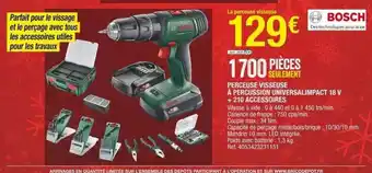 Brico Dépôt Perceuse visseuse à percussion universalimpact 18v + 210 accessoires bosch offre