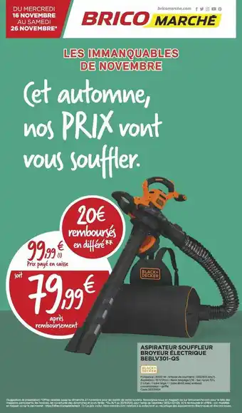 Bricomarché Aspirateur souffleur broyeur électrique beblv301-qs black + decker offre