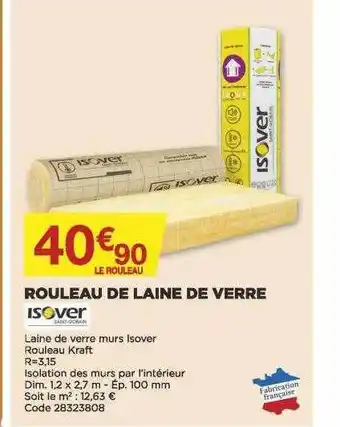 Bricomarché Rouleau de laine de verre isover offre
