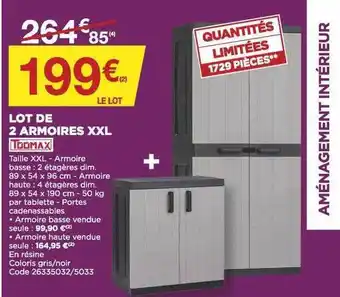 Bricomarché Lot de 2 armoires xxl toomax offre