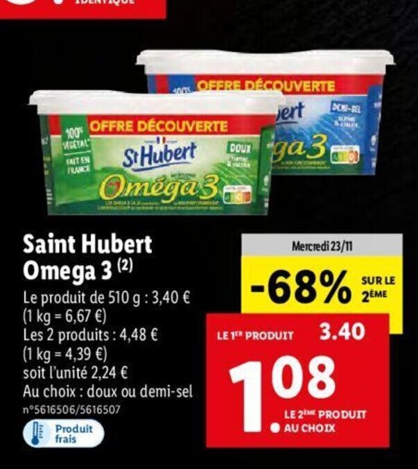 Promo Saint Hubert Omega 3 chez Lidl