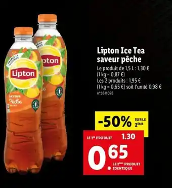 Lidl Lipton Ice tea savuer Pêche offre