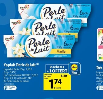 Lidl Yoplait Perle de Lait offre
