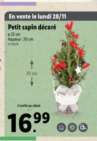 Lidl Petit Sapin Décoré offre