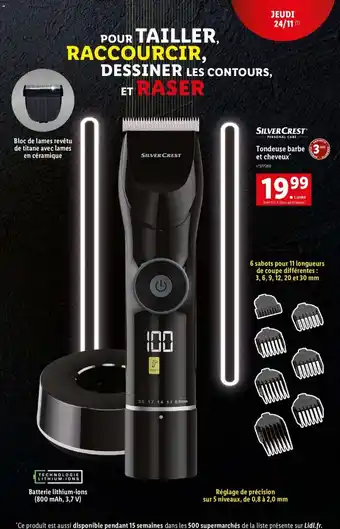 Lidl Silver Crest Tondeuse Barbe Et Cheveux offre