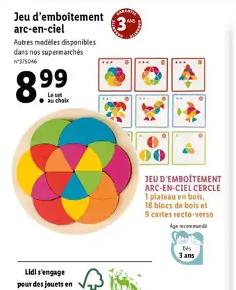 Lidl Jeu d'Emboitement Arc-En-Ciel offre