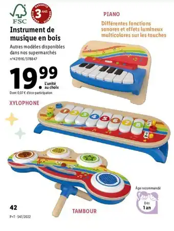 Lidl Instrument de Musique En Bois offre