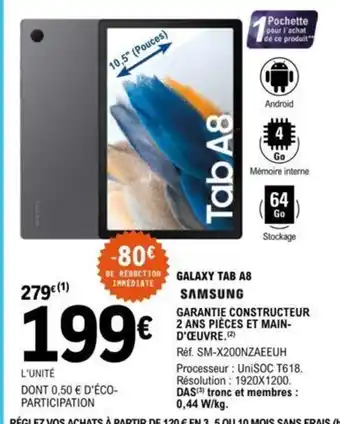 E.Leclerc Galaxy Tab A8 Samsung offre