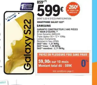 E.Leclerc Samsung Smartphone Galaxy S22 offre