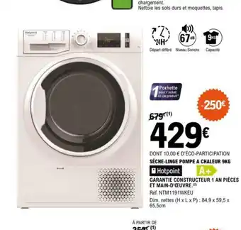 E.Leclerc Seche-Linge Pompe a Chaleur 9kg offre