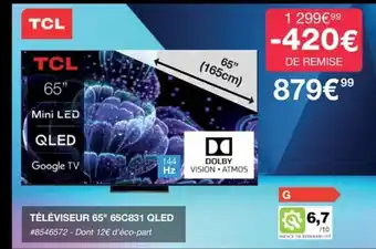 Costco TCL Téléviseur 65 65C831 Qled offre
