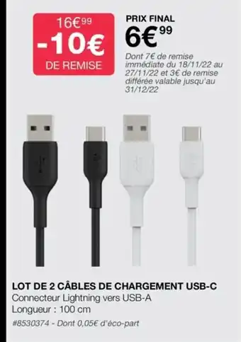 Costco Lot de 2 Cables de Chargement USB-C offre