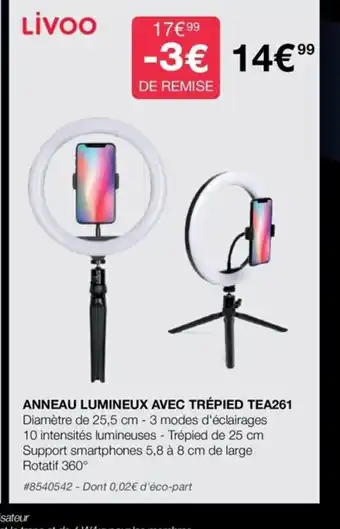 Costco Anneau Lumineux Avec Trepied TEA261 offre