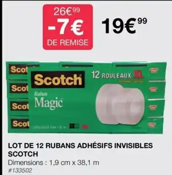 Costco Lot de 12 Rubans Adhesifs Invisibles Scotch offre