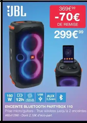 Costco Enceinte Bluetooth Partybox 110 offre