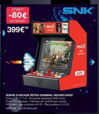 Costco Borne d'Arcade Retro-Graming Neogeo MVSX offre