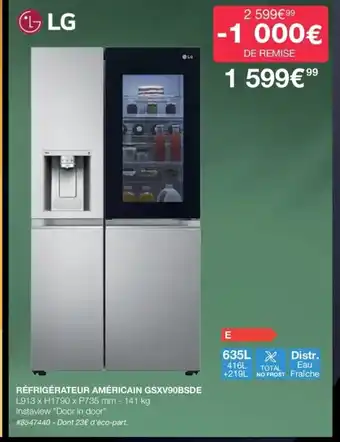 Réfrigérateur Americain GSXV90BSDE