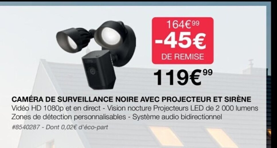 Promo Camera de Surveillance Noire Avec Projecteur Et Sirene chez Costco