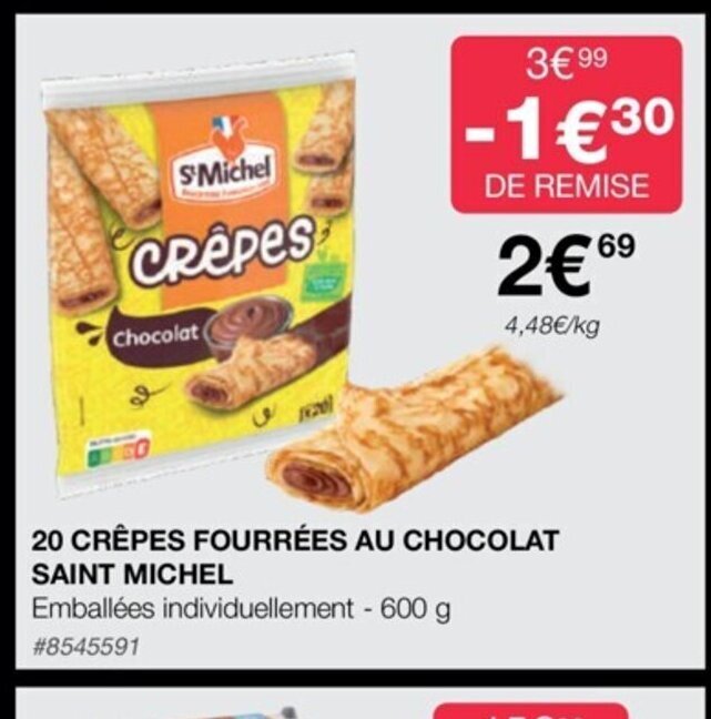 Promo 20 Crêpes fourrées Au Chocolat Saint Michel chez Costco