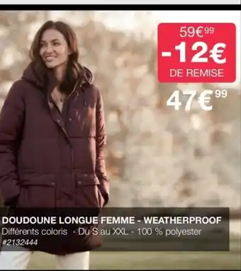 Costco Doudoune Longue Femme Weatherproof offre