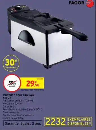 Intermarché Friteuse Semi Pri Inox Fagor offre