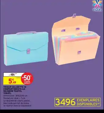 Intermarché Trieur Valisette 12 Compartiments A4 Rainbow Pastel Viquel offre