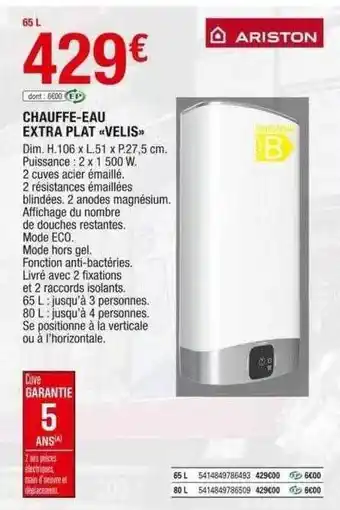 Brico Dépôt Chauffe-eau extra plat velis ariston offre