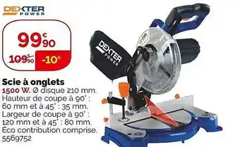 Weldom Scie à onglets dexter power offre