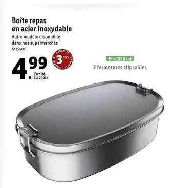 Lidl Boîte Repas En Acier Inoxydable offre