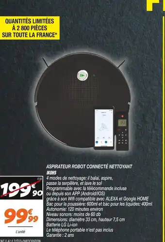 Ikohs aspirateur robot connecté nettoyant