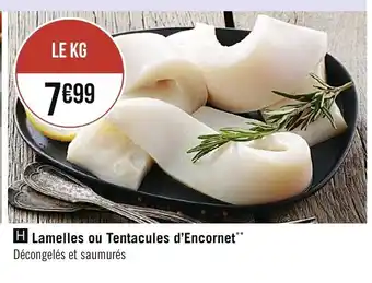 Lamelles ou tentacules d'encornet