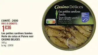 Spar Les petites sardines fumées huile de colza et poivre noir offre